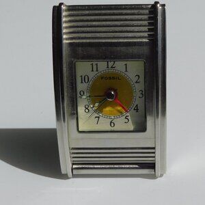 Fossil Travel Alarm Clock Stainless Steel New 2004